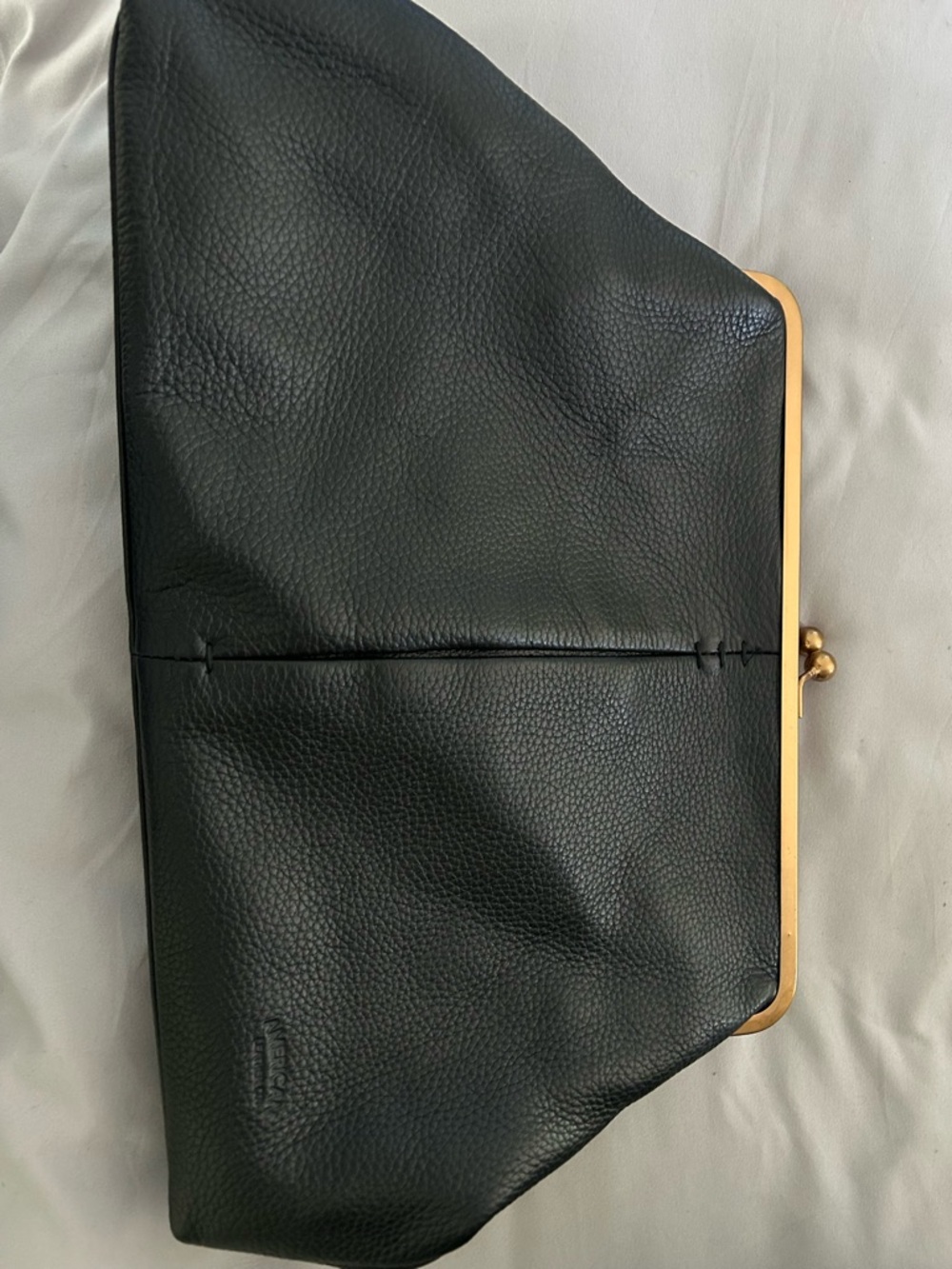 Classic Black Leather Frame-Top Tote with Gold Accent - Picture 3 of 5